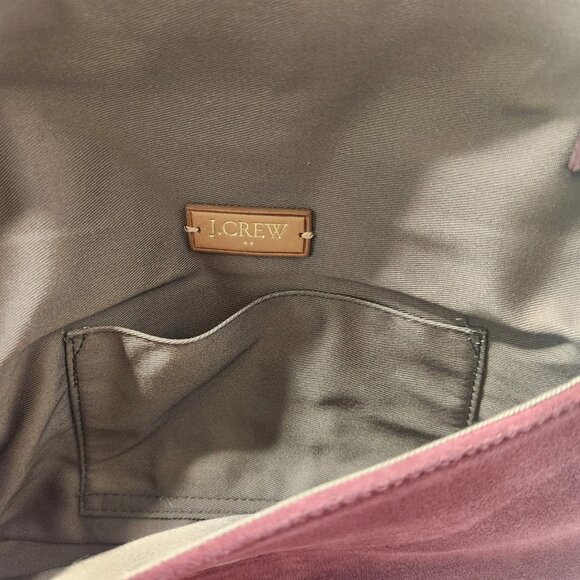 J. Crew Maroon Suede Envelope Clutch Bag Chain Strap - Picture 6 of 10